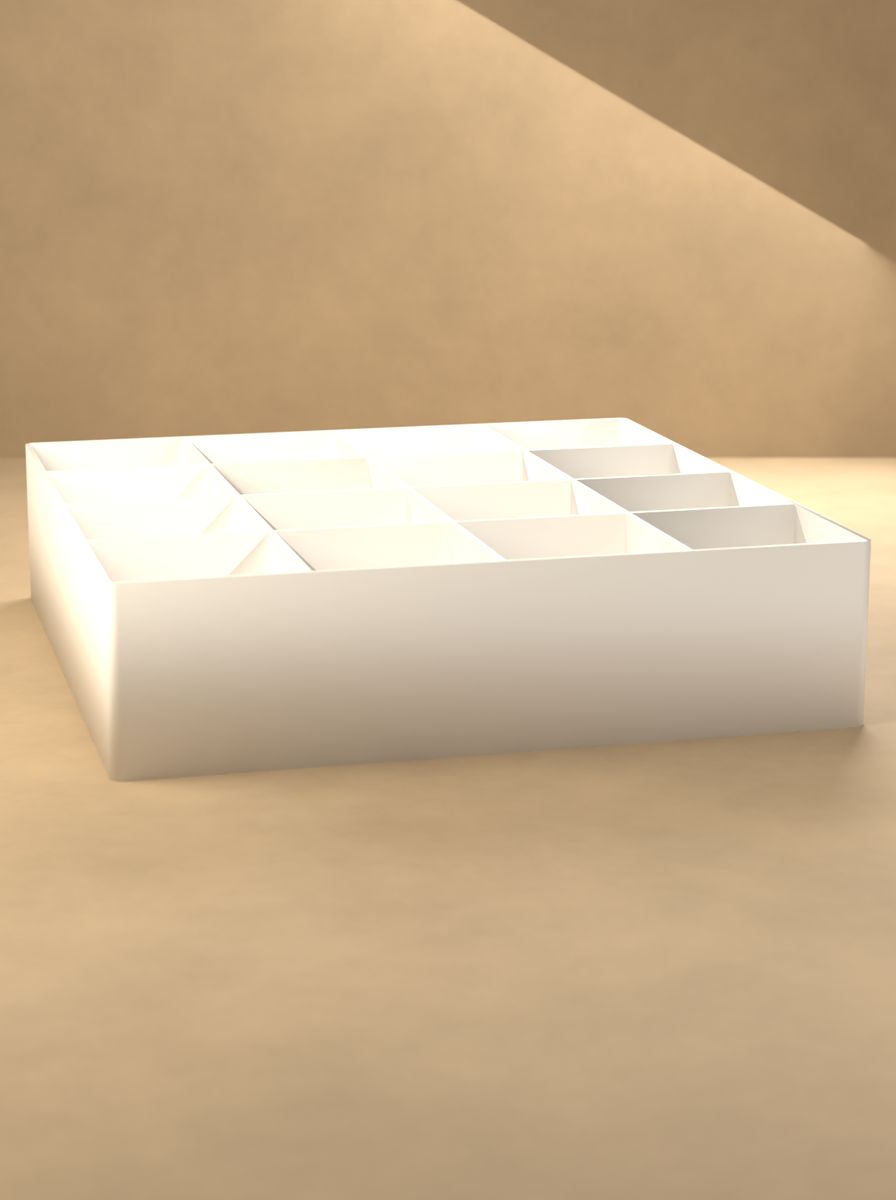 Açık Bölmeli Organizer Kutu (200 × 200 × 50 mm, 4 × 4 Gözlü) görsel 3