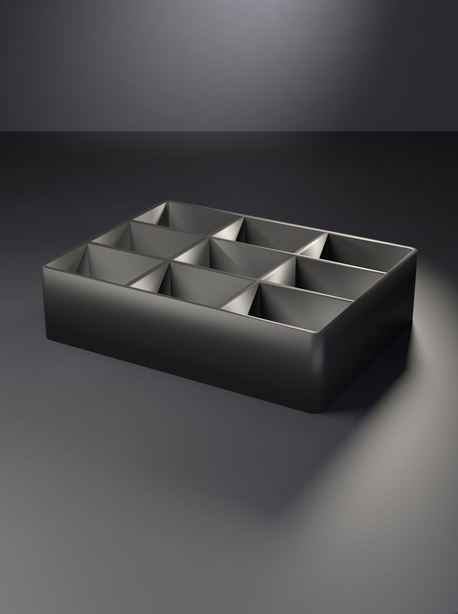 Açık Organizer Kutu (80 × 60 × 20 mm, 3 × 3 Gözlü)