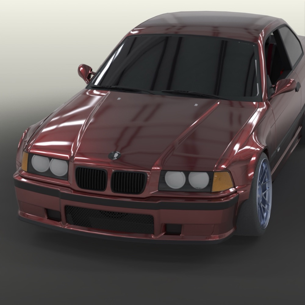 BMW E36 Coupe Geniş Çamurluk Seti (Motorsport) görsel 2
