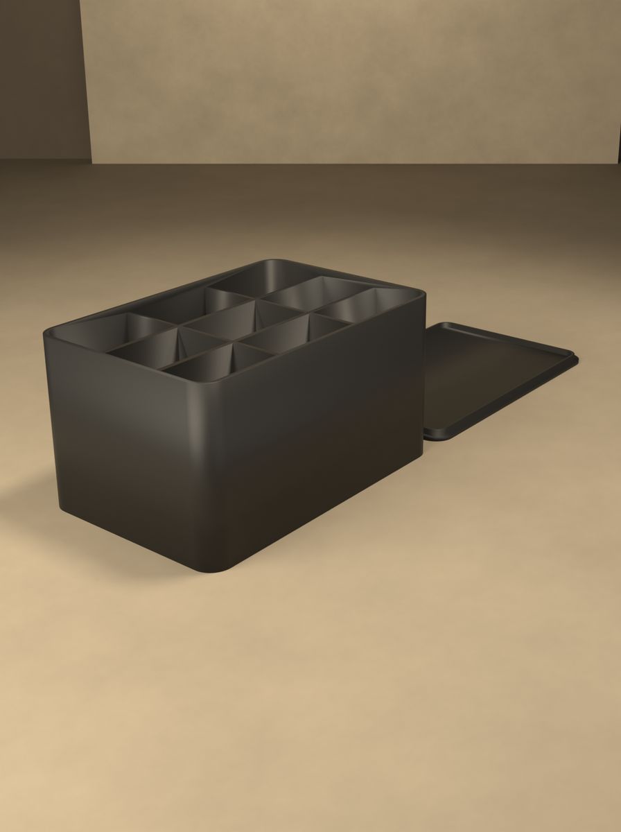 Bölmeli Organizer Kutu (150 × 100 × 80 mm, 3 × 3 Gözlü, Kapaklı) görsel 4
