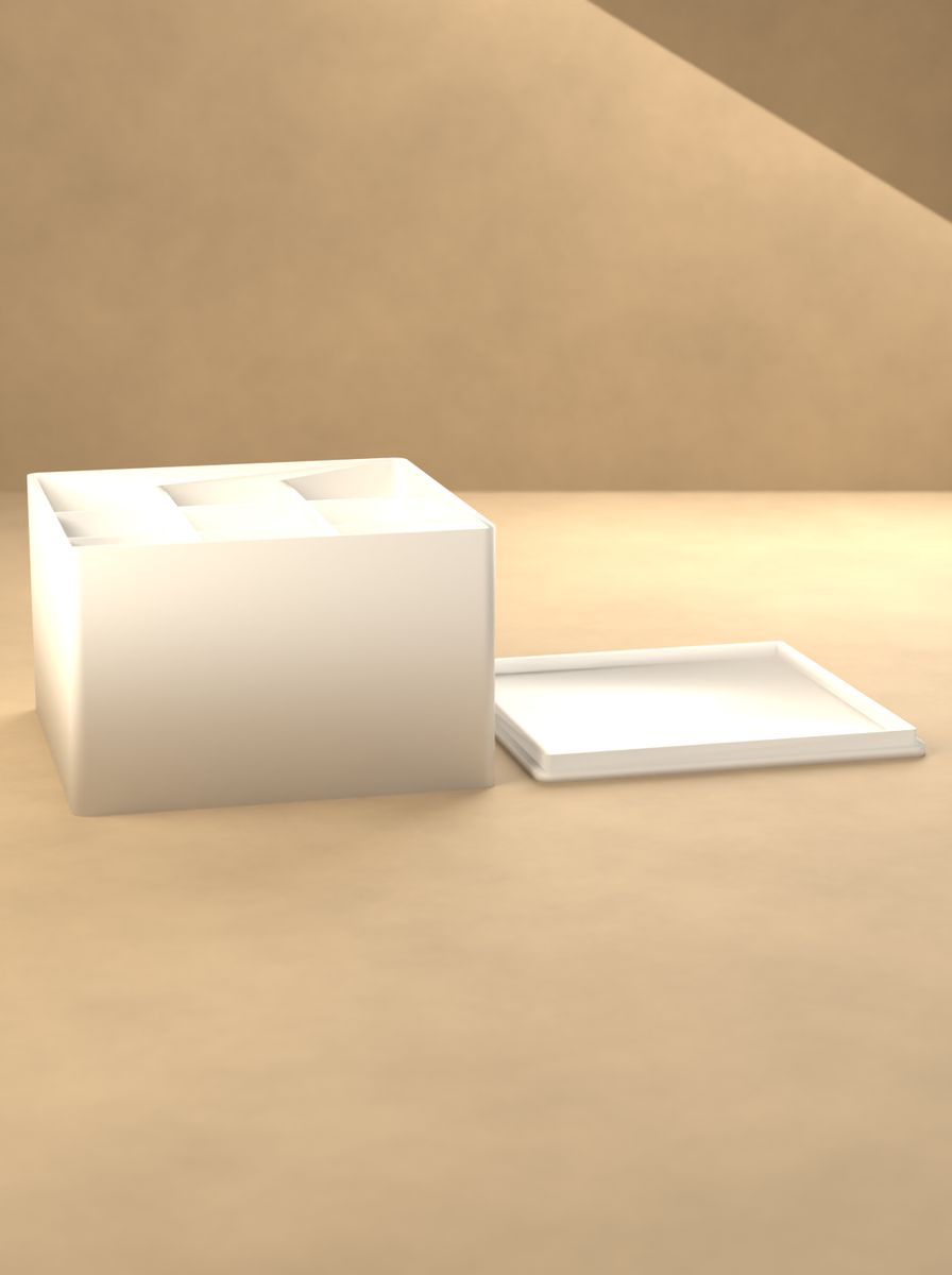 Bölmeli Organizer Kutu (80 × 80 × 50 mm, 3 × 3 Gözlü, Kapaklı) görsel 3