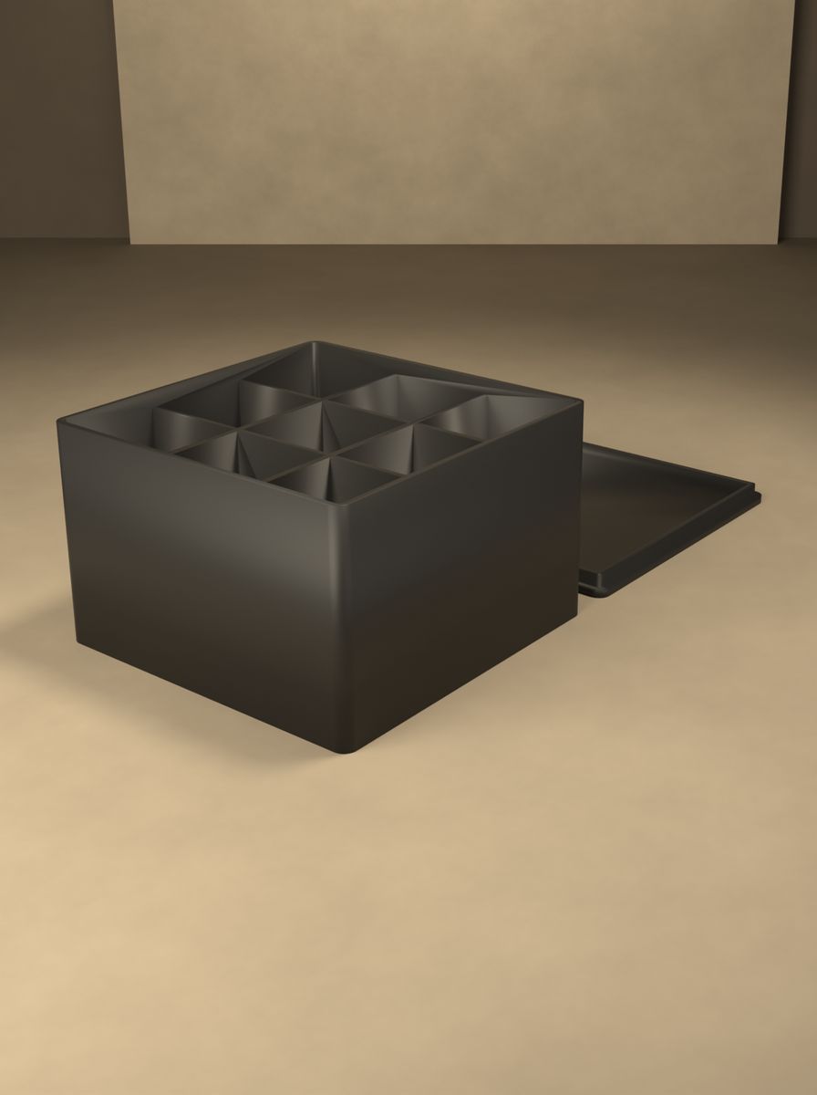 Bölmeli Organizer Kutu (80 × 80 × 50 mm, 3 × 3 Gözlü, Kapaklı) görsel 4