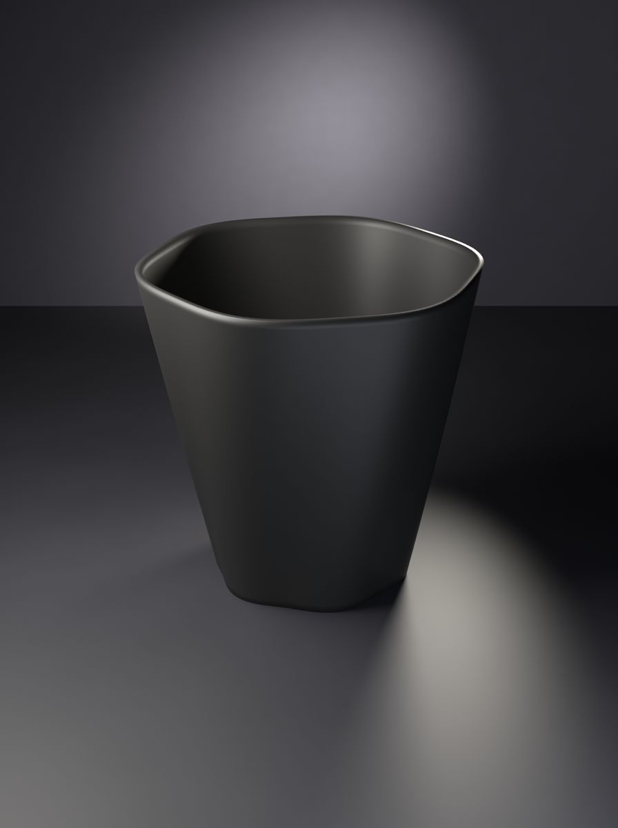 Bükümlü Kanallı Konik Saksı (100 mm Üst Çap, 60 mm Alt Çap, 100 mm Yükseklik, 6 Kanal, Drenaj Delikli)