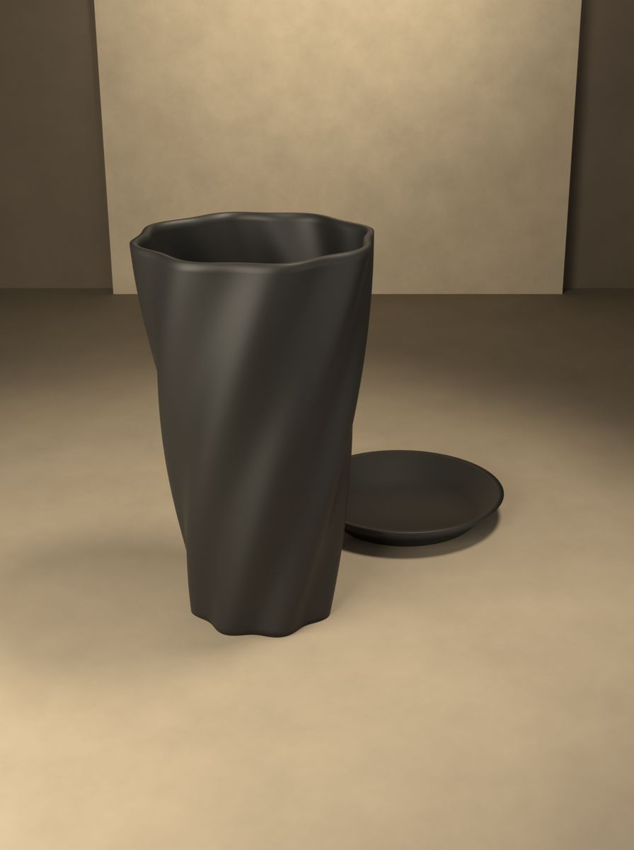 Bükümlü Kanallı Konik Saksı (70 mm Üst Çap, 45 mm Alt Çap, 120 mm Yükseklik, 8 Kanal, Altlık Tabaklı) görsel 4