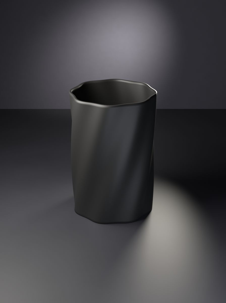 Bükümlü Kanallı Silindir Saksı (80 mm Çap, 120 mm Yükseklik, 8 Kanal, Drenaj Delikli)
