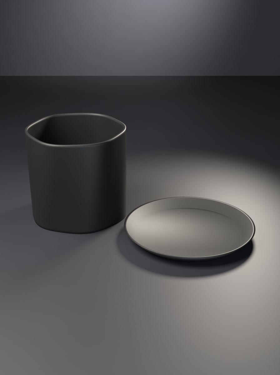 Bükümlü Kanallı Silindir Saksı (95 mm Çap, 90 mm Yükseklik, 6 Kanal, Altlık Tabaklı)