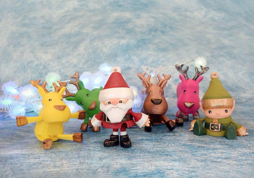Eklemli Yılbaşı Süsü Seti (Noel Baba, Elf, Ren Geyiği) görsel 1
