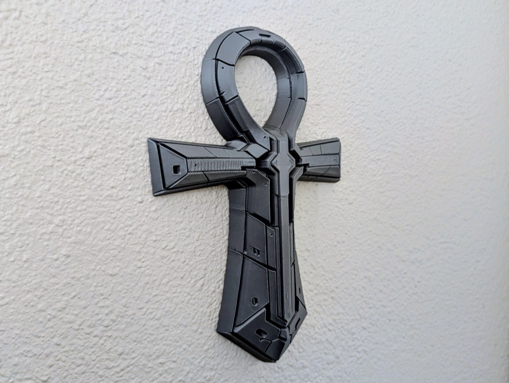 Gelecekçi Ankh Duvar Heykeli — Kutsal Geometri ve Bilim Kurgu Panelli Yaşam Sembolü (6-25 cm Boyut Seçenekli) görsel 2