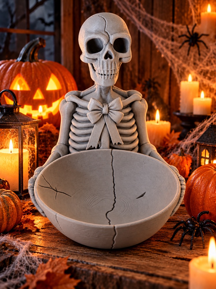 Mr. Bones İskelet Kase Tutucu — Şeker Kasesi ve Mum Standı (6-25 cm Boyut Seçenekli) görsel 1