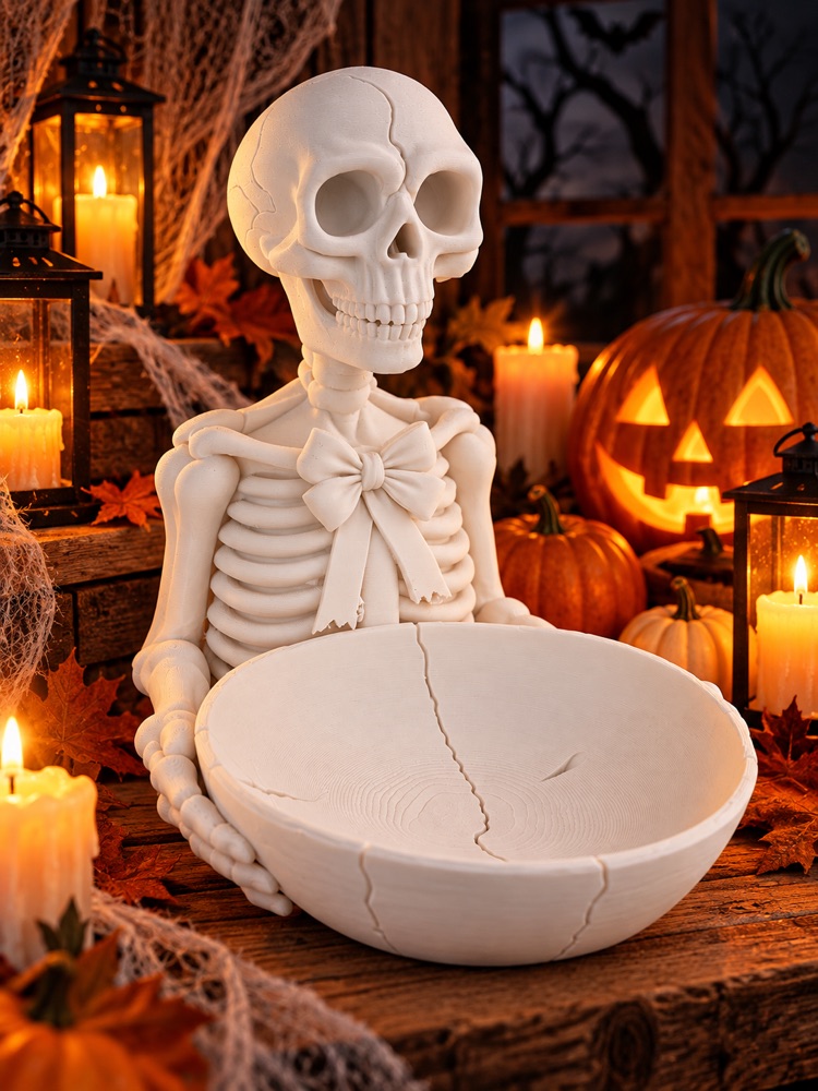 Mr. Bones İskelet Kase Tutucu — Şeker Kasesi ve Mum Standı (6-25 cm Boyut Seçenekli) görsel 2