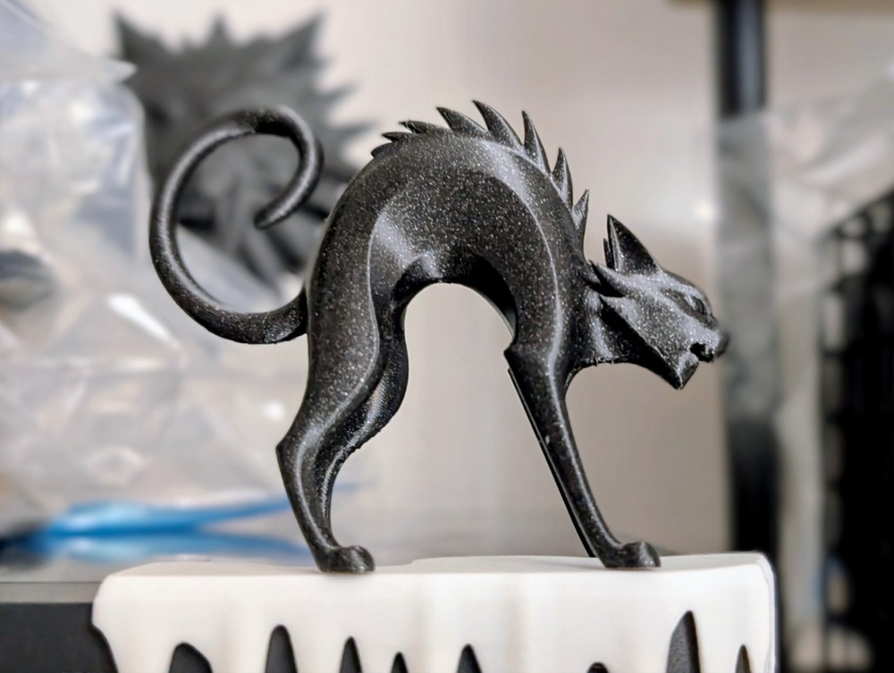 Tedirgin Kara Kedi Heykeli — Sırtı Kabarık Kedi Figürü (6-25 cm Boyut Seçenekli) görsel 3