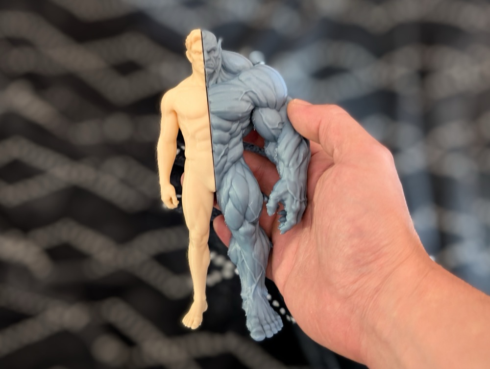 Yarı İnsan Yarı Canavar Dönüşüm Figürü — Bölünmüş Gövdeli Heykel (6-25 cm Boyut Seçenekli) görsel 3