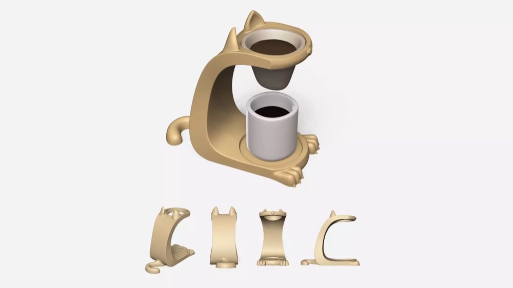Kedi Figürlü Kahve Makinesi Filtre Desteği