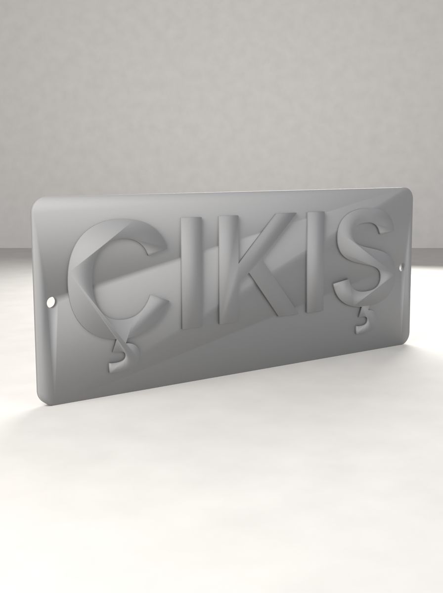 Çıkış Tabelası (200 × 80 mm, Kabartma Yazılı, Montaj Delikli) görsel 2