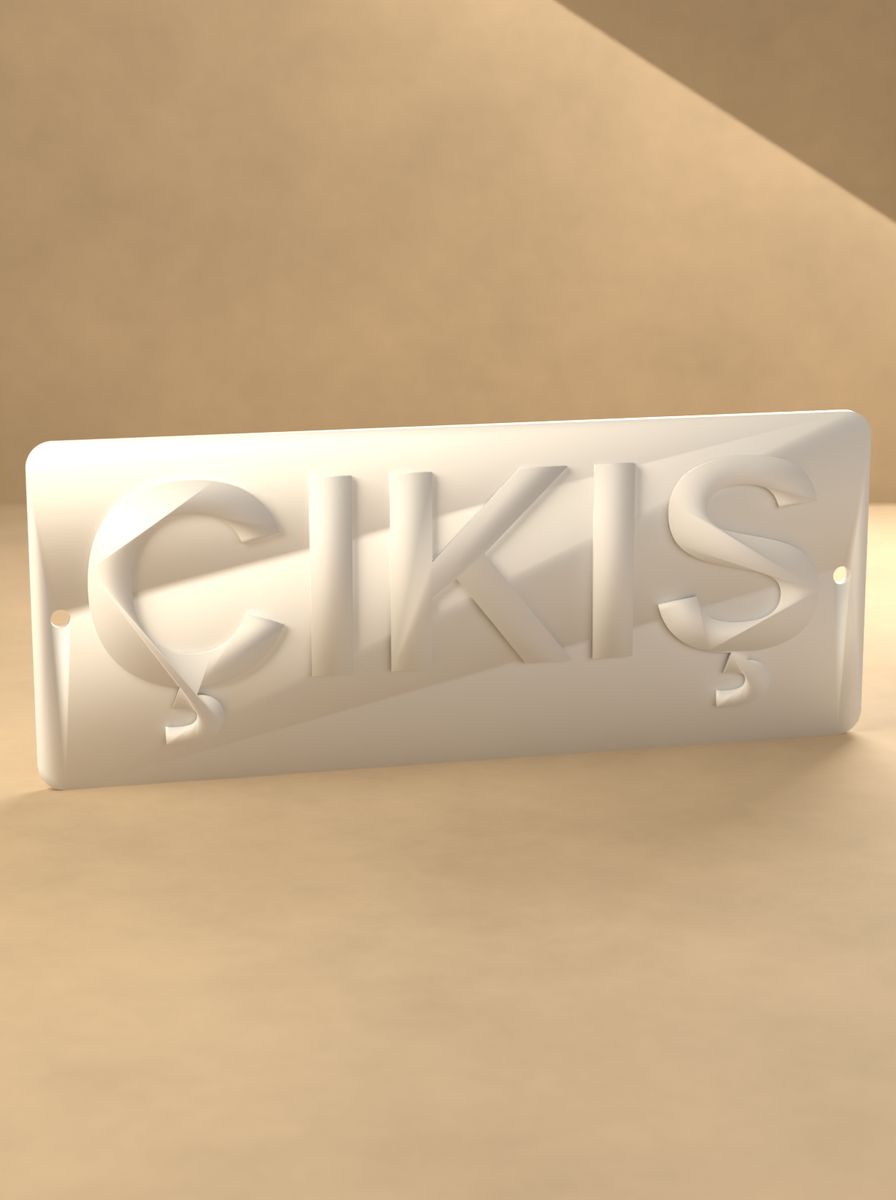 Çıkış Tabelası (200 × 80 mm, Kabartma Yazılı, Montaj Delikli) görsel 3