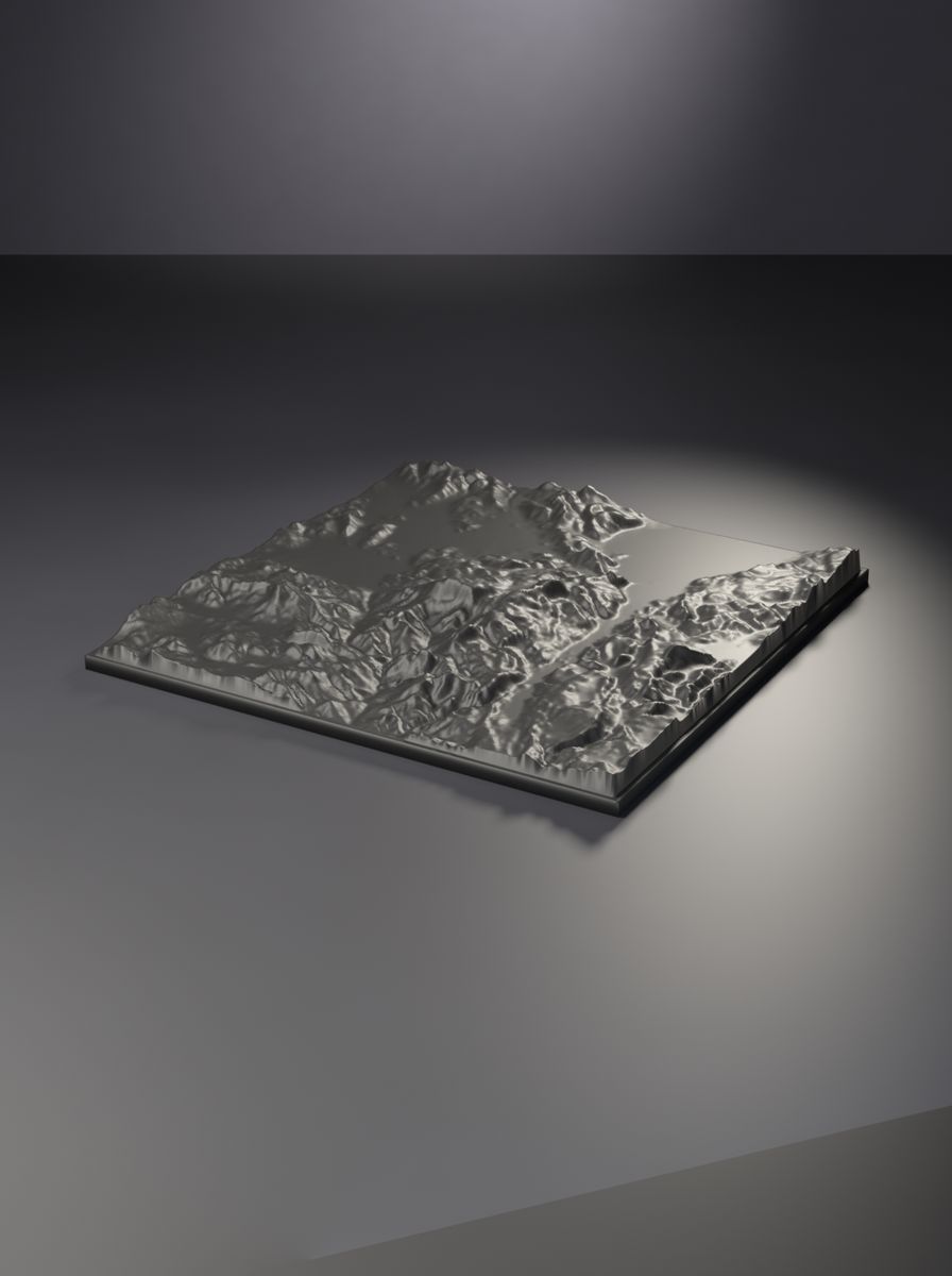 Davraz Dağı Rölyef Haritası (200 × 200 mm, Topografik Duvar Dekoru)