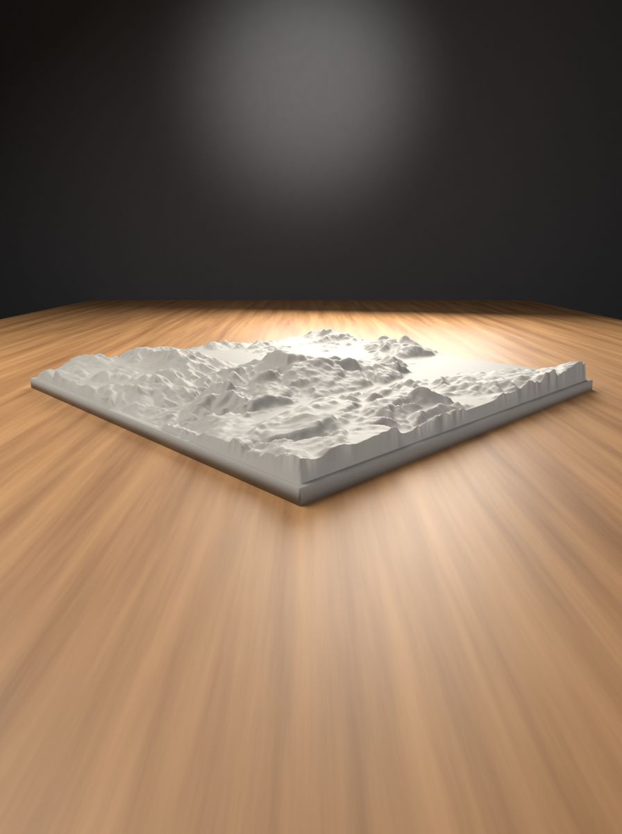 Davraz Dağı Rölyef Haritası (200 × 200 mm, Topografik Duvar Dekoru) görsel 2