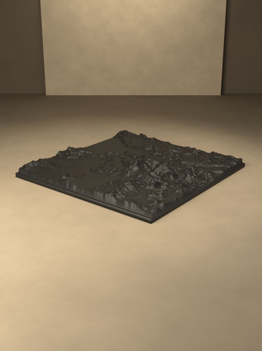 Davraz Dağı Rölyef Haritası (200 × 200 mm, Topografik Duvar Dekoru) görsel 3
