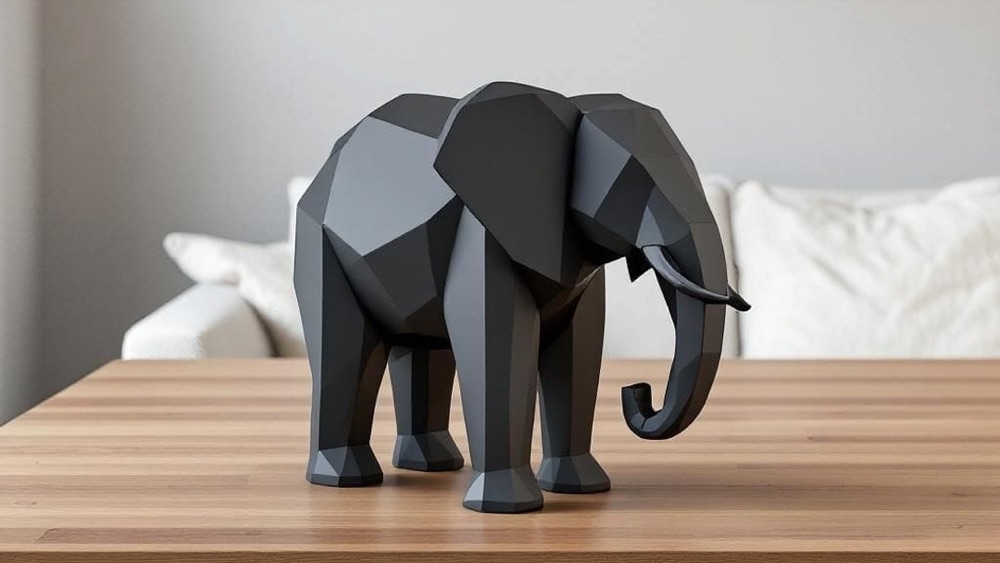 Minimalist Low Poly Fil Heykeli