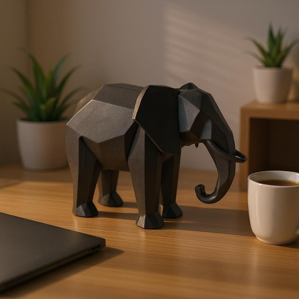 Minimalist Low Poly Fil Heykeli görsel 2