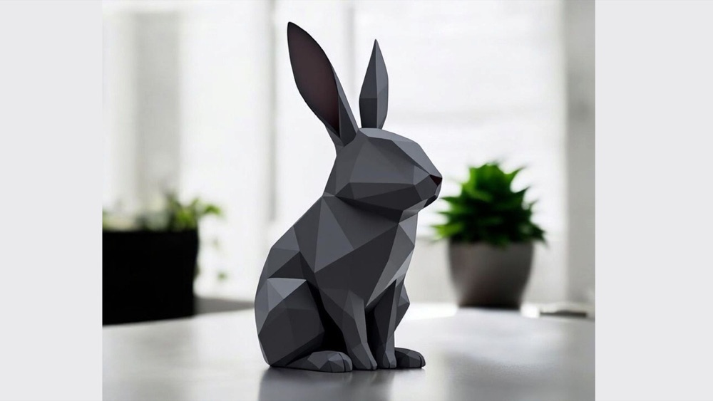 Minimalist Low Poly Tavşan Heykelciği