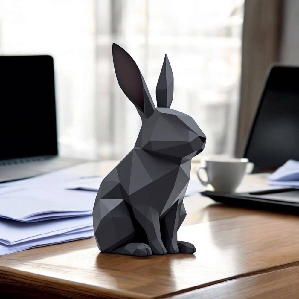 Minimalist Low Poly Tavşan Heykelciği görsel 2