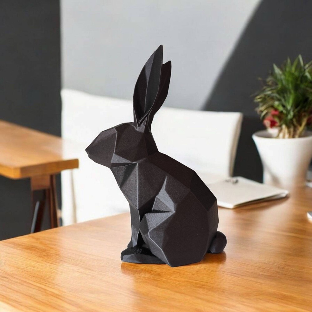 Minimalist Low Poly Tavşan Heykelciği görsel 3