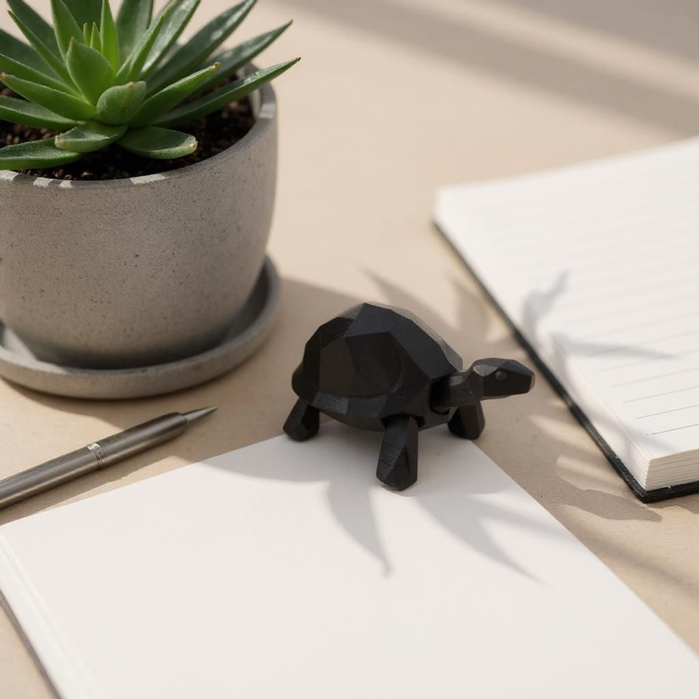 Yürüyen Low Poly Kaplumbağa Heykelciği görsel 2