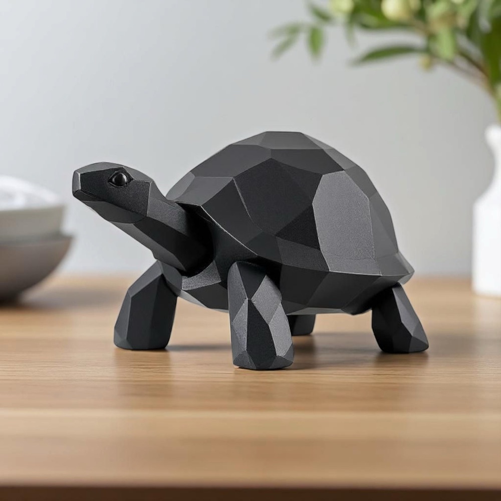 Yürüyen Low Poly Kaplumbağa Heykelciği görsel 3