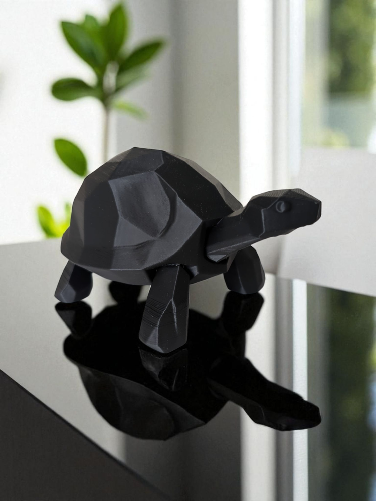 Yürüyen Low Poly Kaplumbağa Heykelciği görsel 4