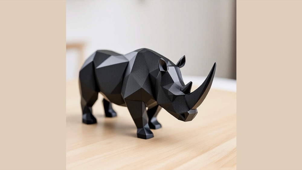 Low Poly Gergedan Heykelciği