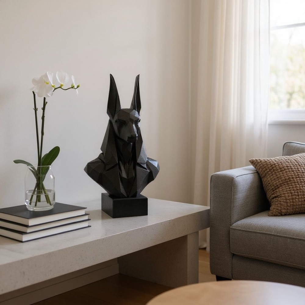 Low Poly Anubis Büstü görsel 3