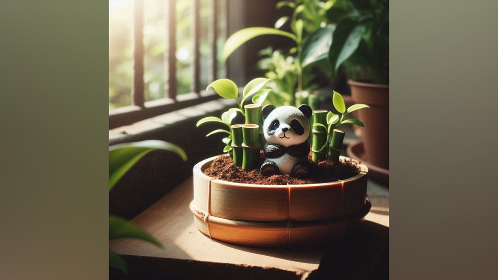 Bambu Desenli Şirin Saksı