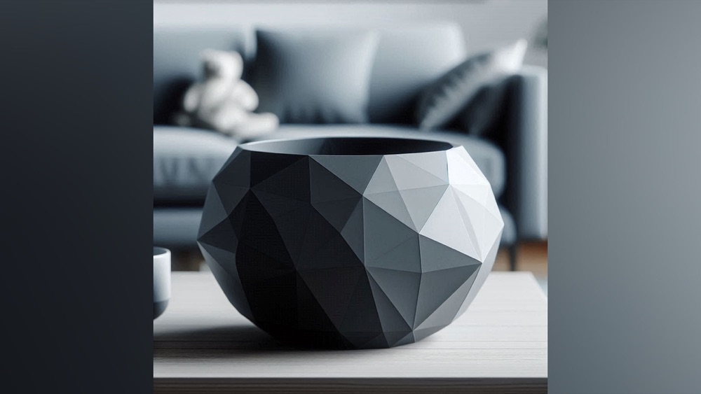 Çatlak Taş Görünümlü Low Poly Kase