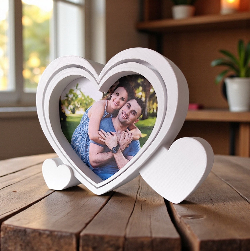 Kalp Formlu Kesim Şablonlu Fotoğraf Çerçevesi görsel 2