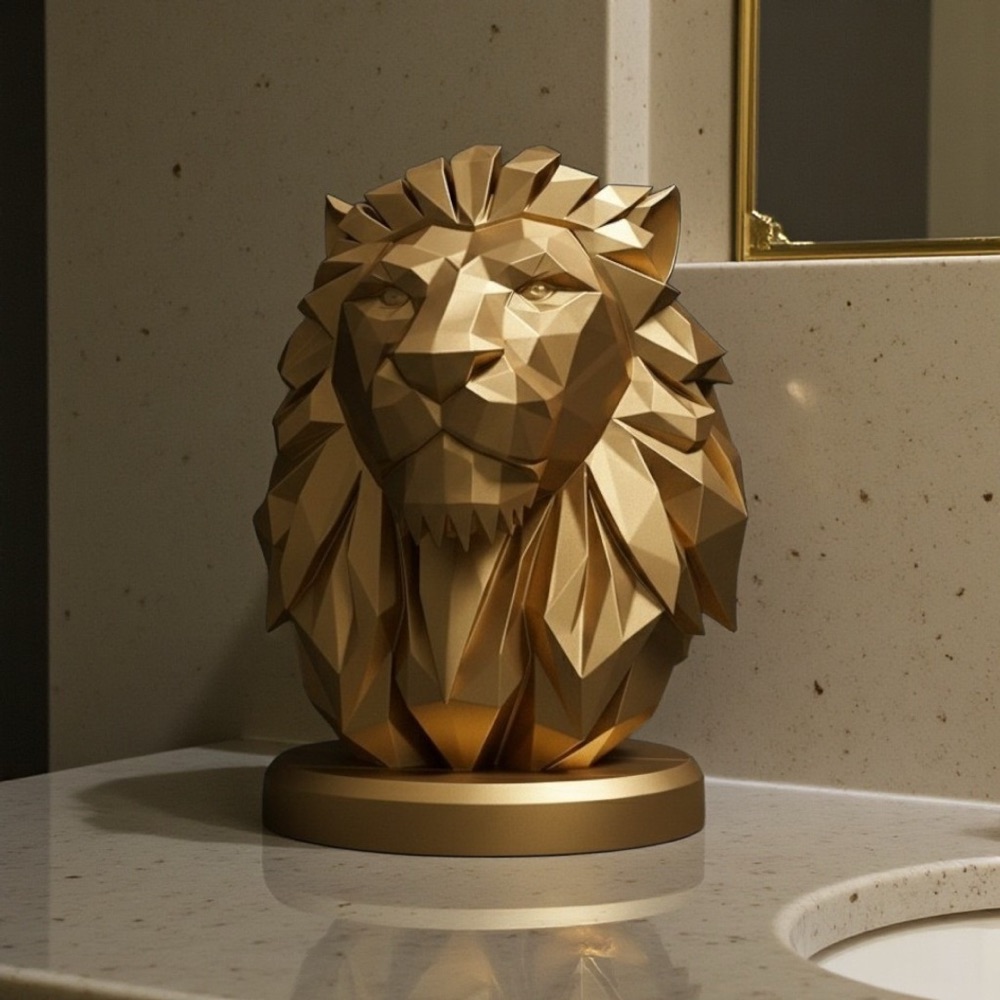 Low Poly Aslan Büstü görsel 4