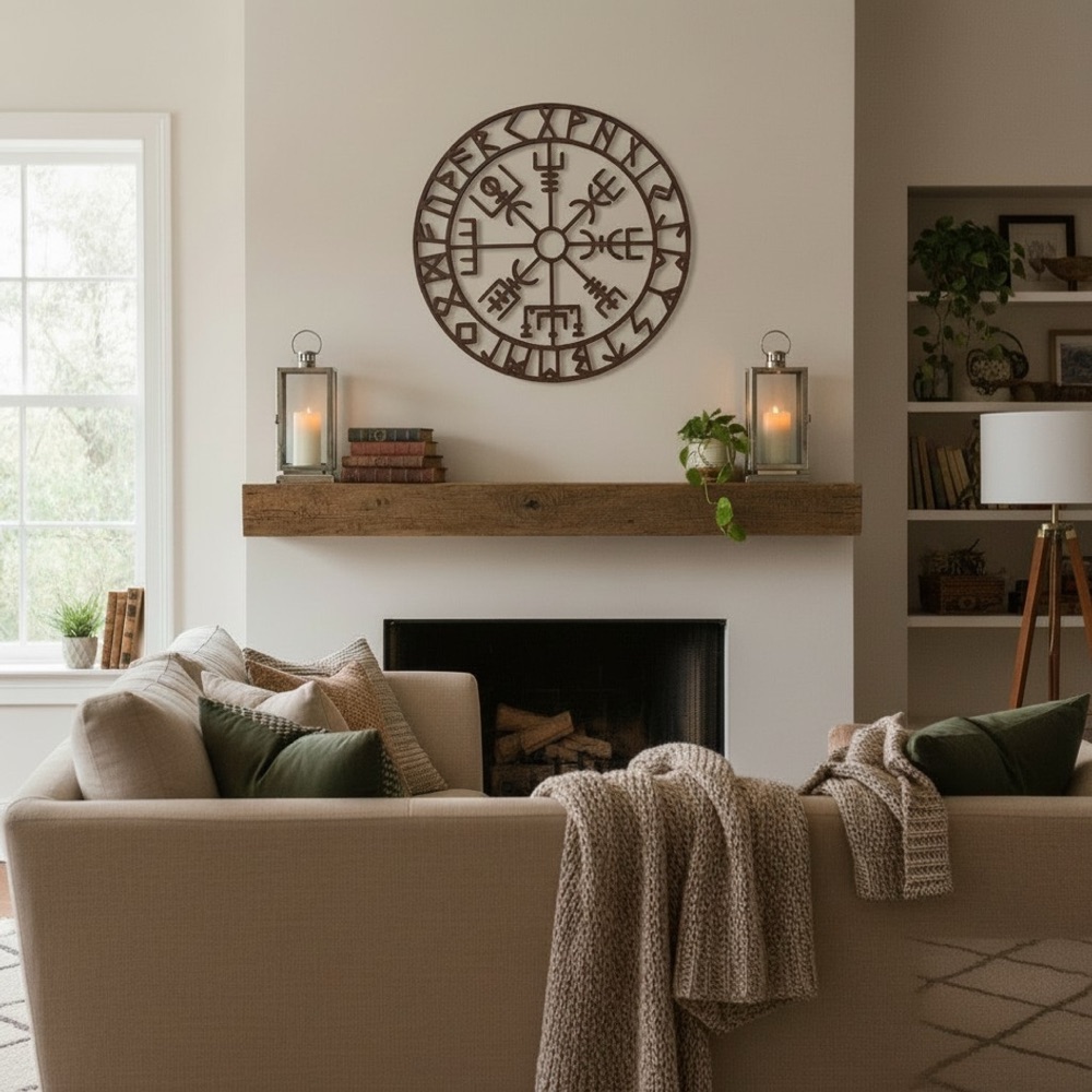 "Vegvisir" İskandinav Pusulası Duvar Süsü görsel 4