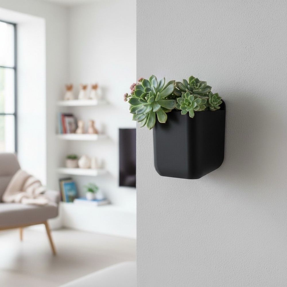 Minimalist Duvara Monte Dikdörtgen Saksı görsel 3