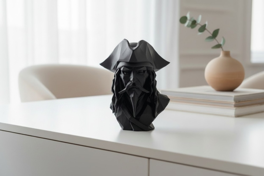 Low Poly Karayip Korsanı Büstü