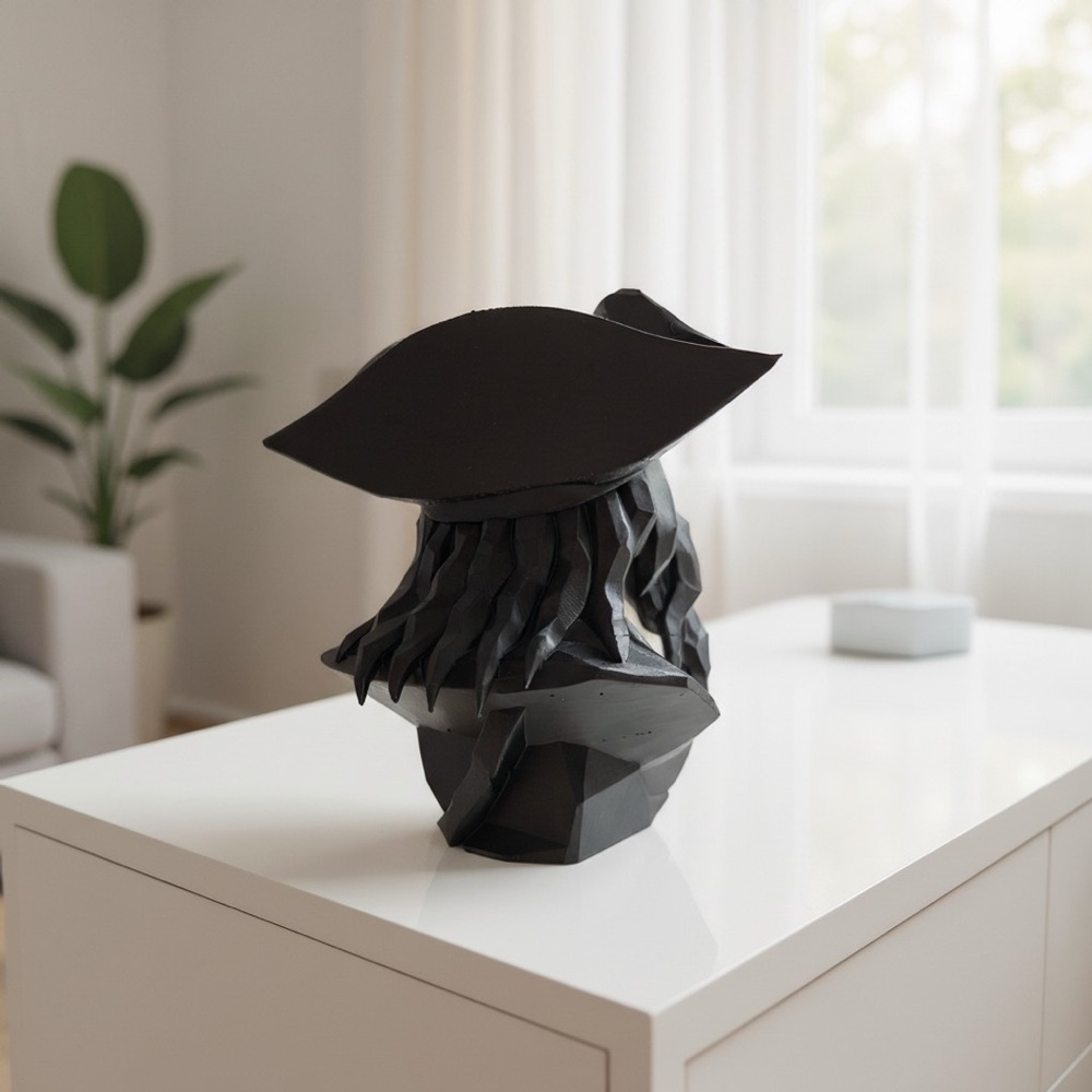 Low Poly Karayip Korsanı Büstü görsel 3