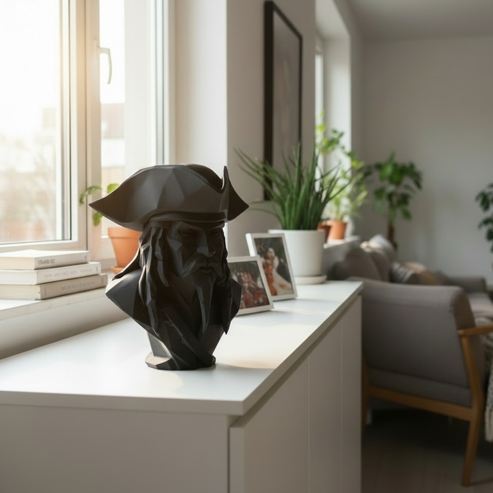 Low Poly Karayip Korsanı Büstü görsel 4