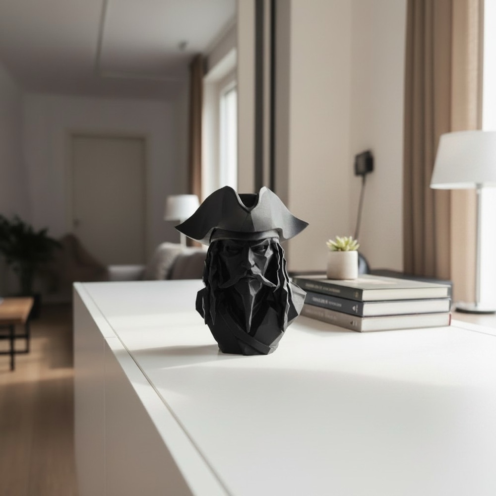 Low Poly Karayip Korsanı Büstü görsel 5
