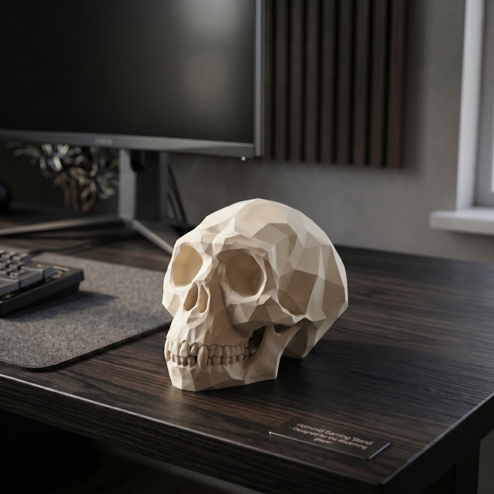Low Poly Maymun Kafatası Heykeli görsel 3