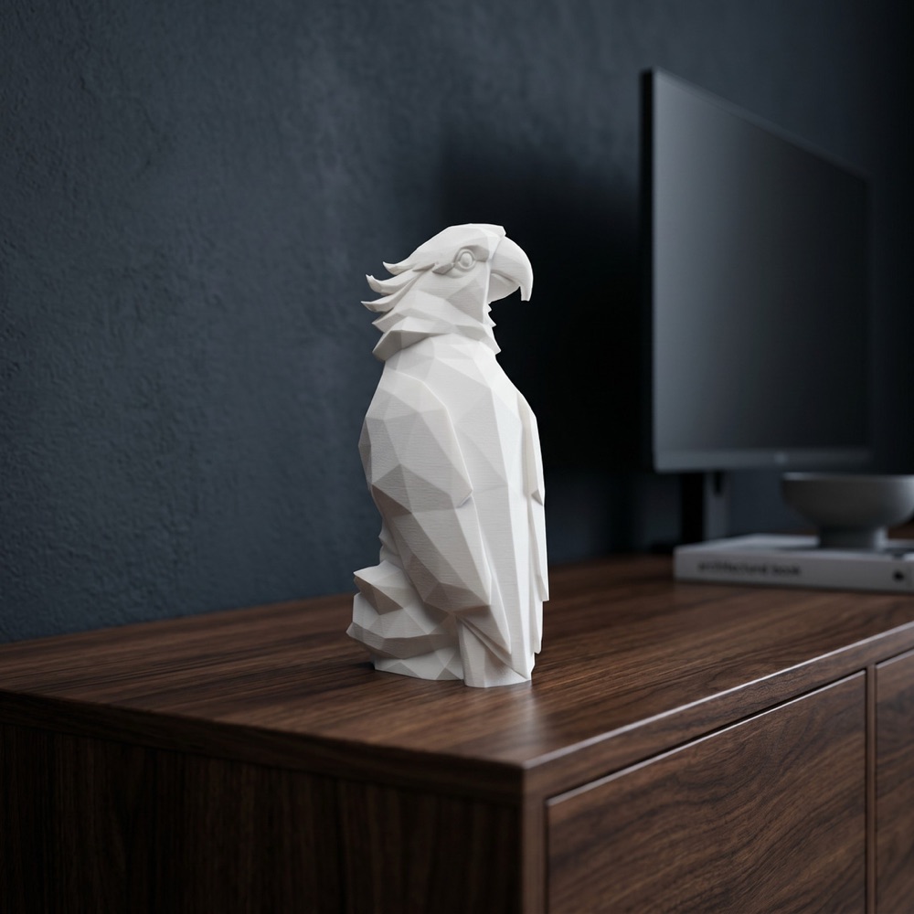 Low Poly Papağan Heykeli görsel 3