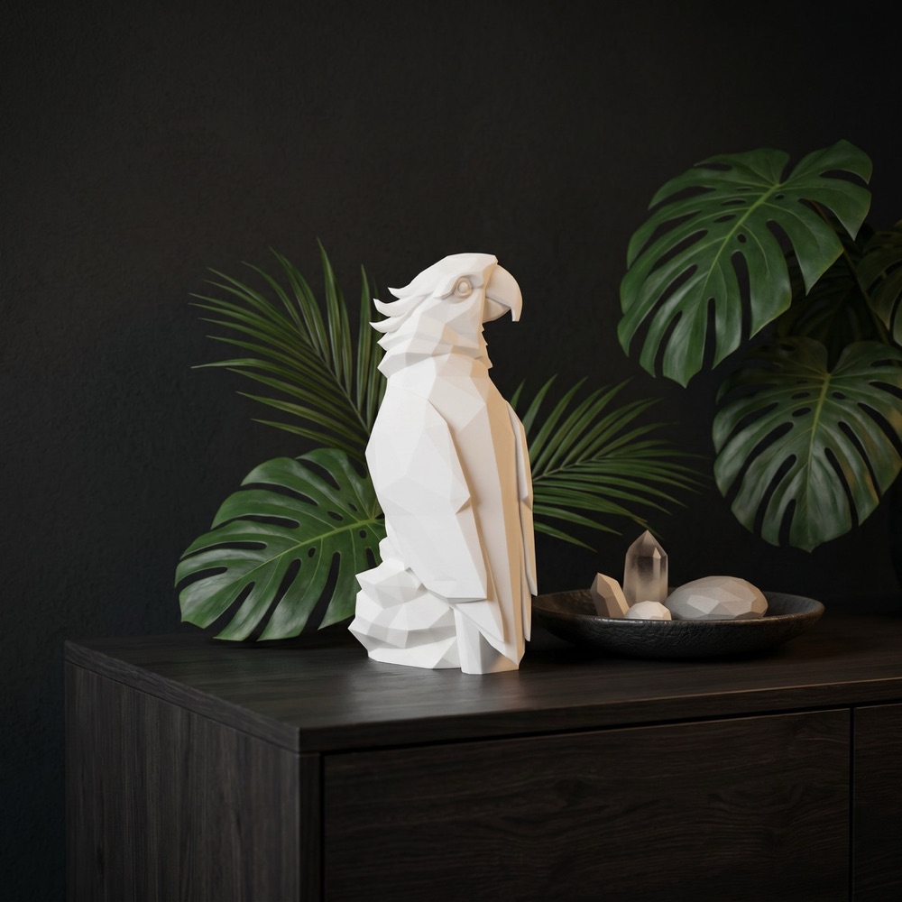 Low Poly Papağan Heykeli görsel 4
