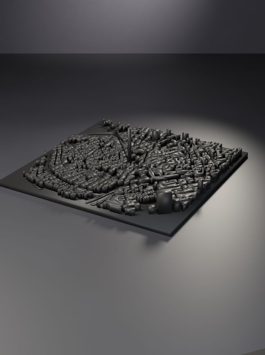 Galata Çevresi Bina Haritası (120 × 120 mm, 400 m Yarıçaplı Kabartma)