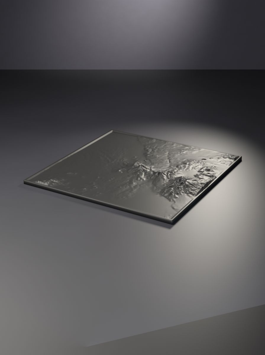 Hasan Dağı Rölyef Haritası (200 × 200 mm, Topografik Duvar Dekoru)