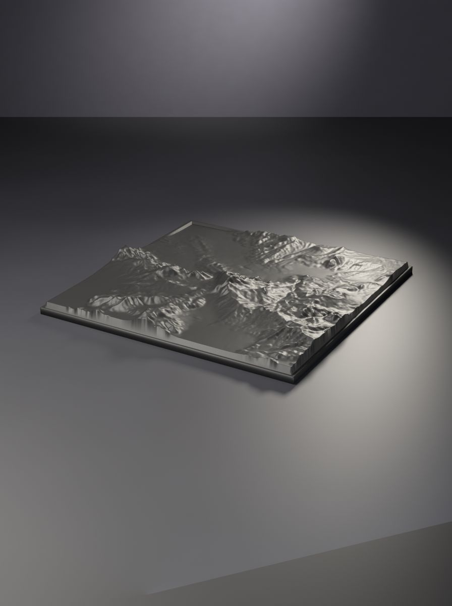 Honaz Dağı Rölyef Haritası (200 × 200 mm, Topografik Duvar Dekoru)