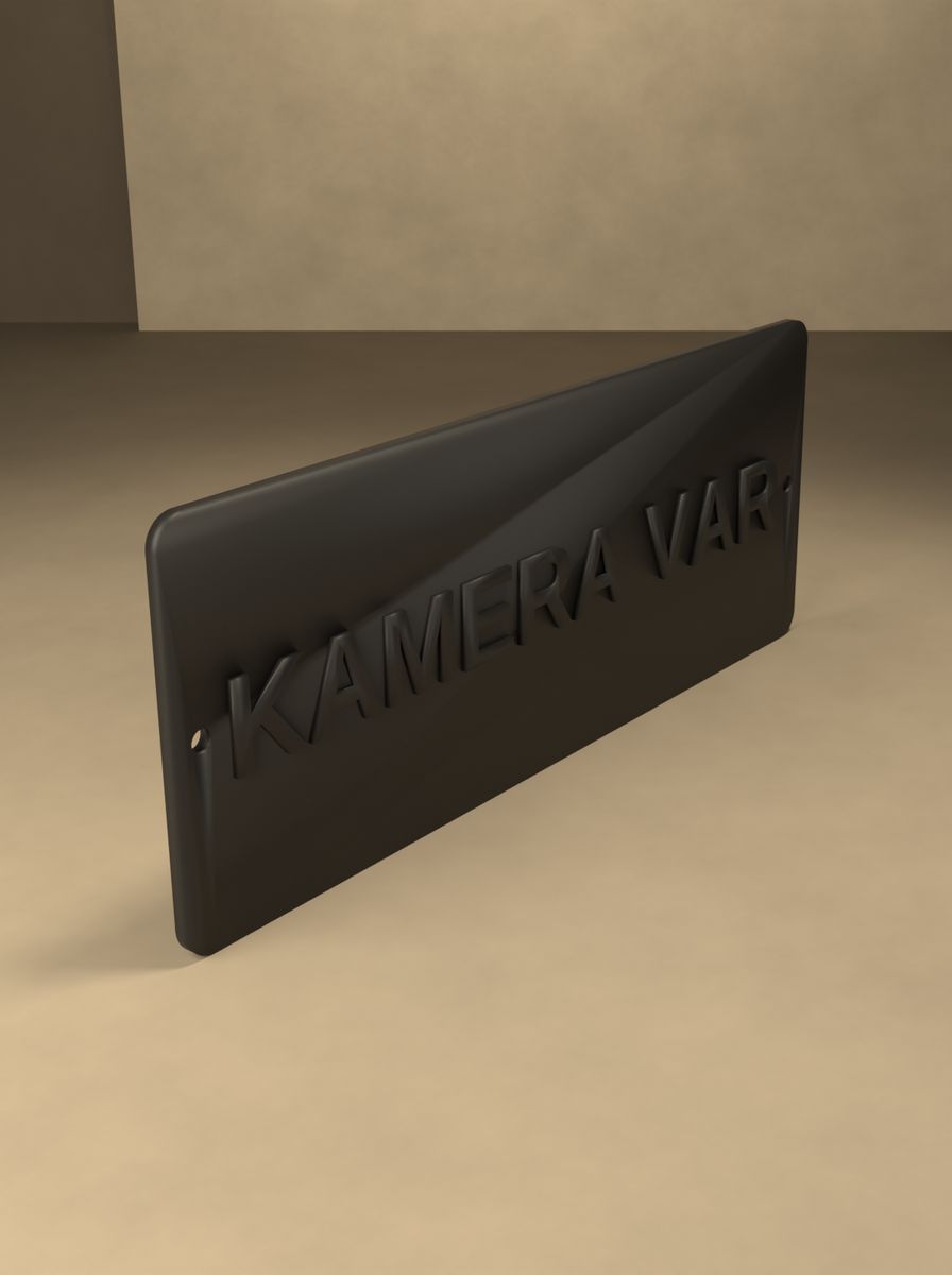 Kamera Var Uyarı Tabelası (200 × 80 mm, Kabartma Yazılı, Montaj Delikli) görsel 4