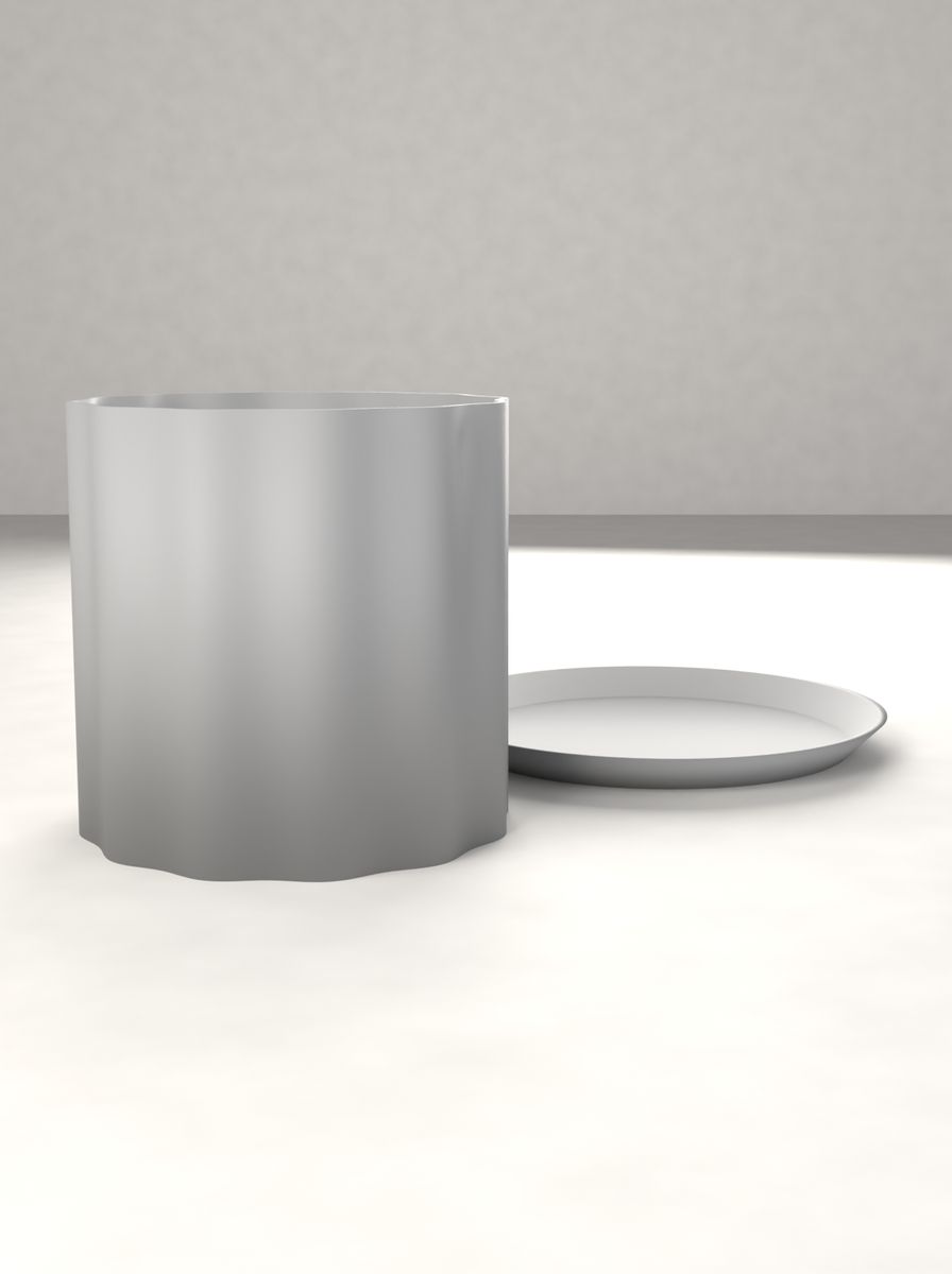 Kanallı Silindir Saksı (100 mm Çap, 100 mm Yükseklik, 12 Kanal, Altlık Tabaklı) görsel 2